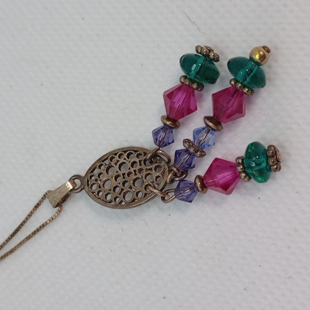 Handmade Elegant Multicolor Pendant Necklace Silver Everyday Unique Colorful